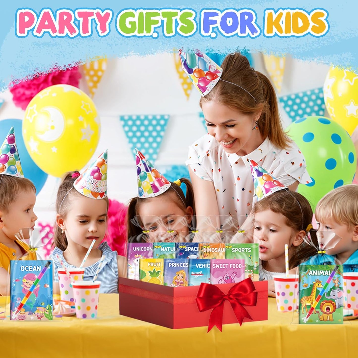 ZMLM 24 Coloring Books for Kids Party Favors: Bulk 24 Crayons Mini Coloring Books for Kids Ages 4-8 Birthday Goodie Bags Stuffers Toddlers Return Gifts Classroom Prizes Teacher Crafts (Classic)