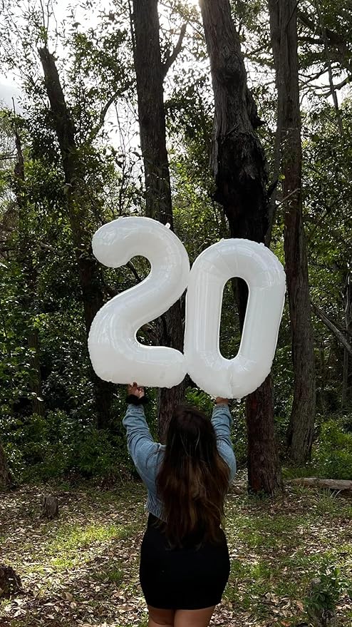 Balloon Numbers 40 Inch 5 Ballon for 5th Birthday Decorations, 15 25 35 50 Big White Number Balloons for Wedding Photo Shoot Party Decor