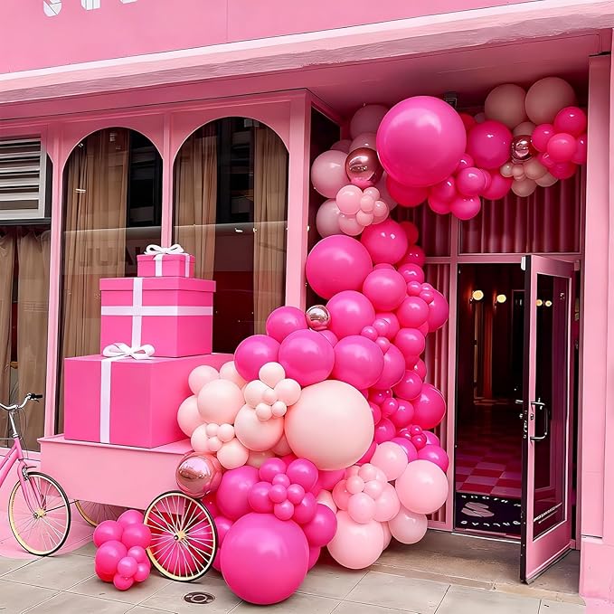 Patimate Hot Pink Balloons - 100pcs 12 Inch Bright Pink Latex Party Balloons for Valentine's Day Wedding Birthday Anniversary Engagement Bridal Shower Bachelorette Party Decorations