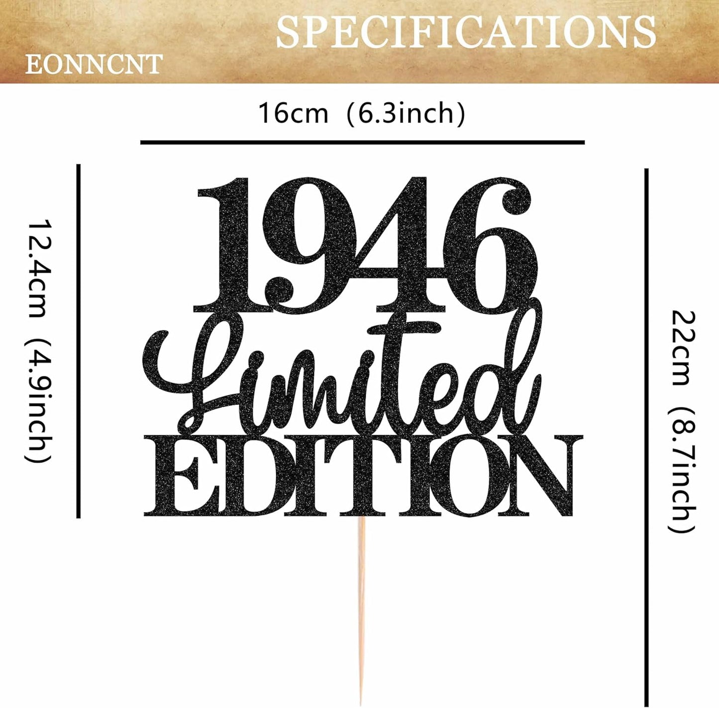 Limited EDITION 1946 Cake Topper - Black Glitter Happy 79th Birthday Party Cake Decoration Supplies, Cheer to 79 Years Cake Bunting Decor for 79th Birthday Party Photo Booth Props