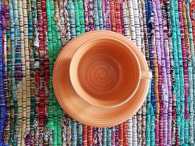 Chardin home Eco Friendly Rainbow Multi Chindi Placemats (Set of 4 mats), Size: 13"x19"