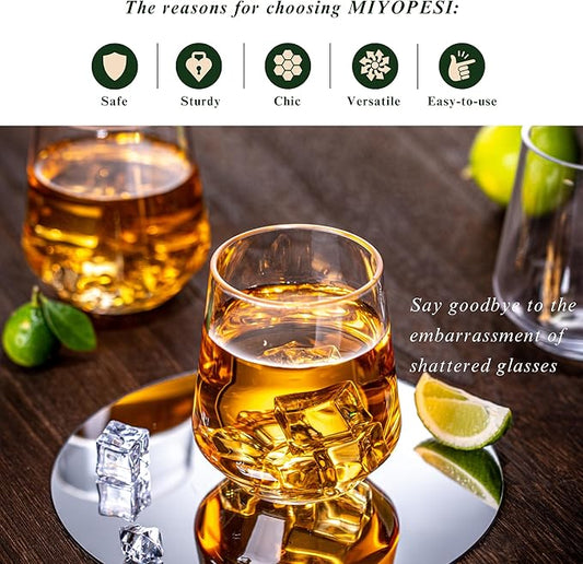 16oz Clear Stemless Wines Cups (Set of 6), Shatter-Proof Acrylic Glasses Drinkware, Reusable Plastic Bar Glasses, BPA-Free, Dishwasher-Safe