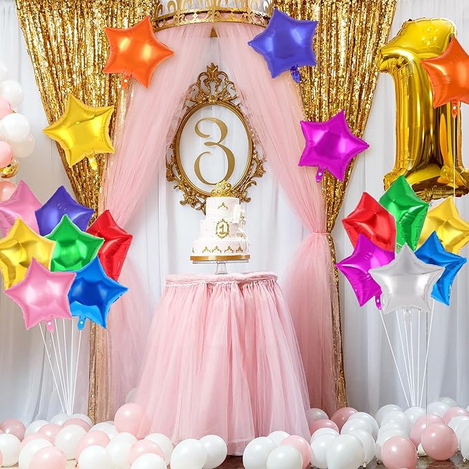 20 Pcs Star Balloons,18 Inch Mixed Color Star Foil Balloons,Stars Shaped Balloon Mylar Helium Balloon for Birthday Party Anniversary Wedding Baby Shower Decorations (Mixed Color)