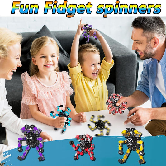 6pcs Transformable Fidget Spinners Children's Advanced Fidget Toys for Stress Relief Ideal Fidget Spinners for Sensory Toys for Boys and Girls with Autism，Party Favors