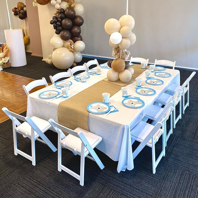 B-COOL 4 Pieces Burlap Table Runners: 13x108 Inch Khaki Rustic Jute Table Runner Thanksgiving Table Cover for Farmhouse Macrame Boho Fall Party Home Dining Decorations