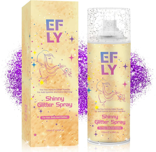 Body Glitter Spray for Hair and Body, Hair Glitter for Clothes, Face, Skin, Long Lasting Spray Glitter Suitable for Music Festival Rave and Makeup Prom 4.05 FL Oz (Purple)