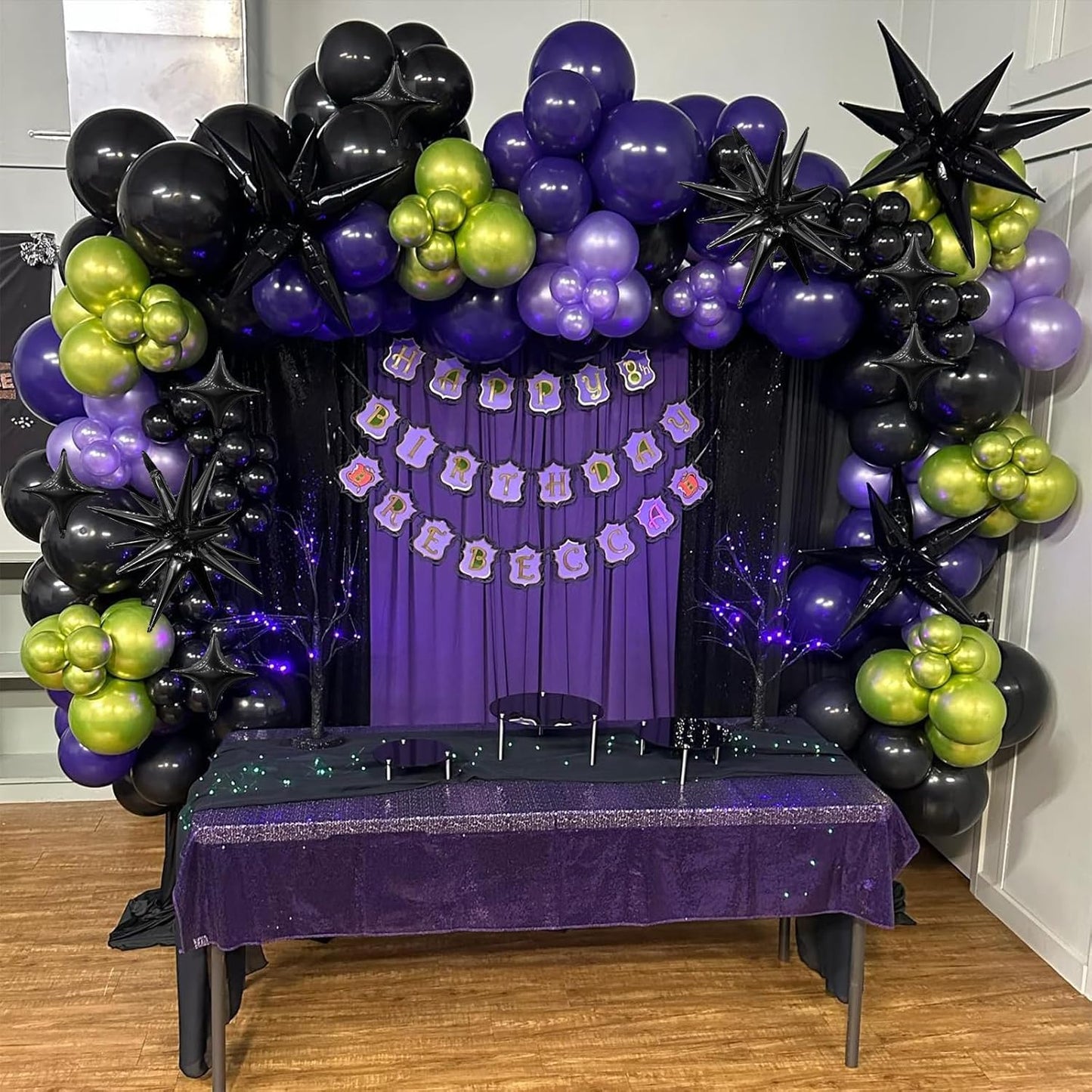 Black Star Balloon,6Pcs 22Inch Explosion Star Balloons and 10Pcs 10Inch Four Angle Balloons Kit for Birthday Halloween Anniversary Baby Shower Wedding Party Decorations