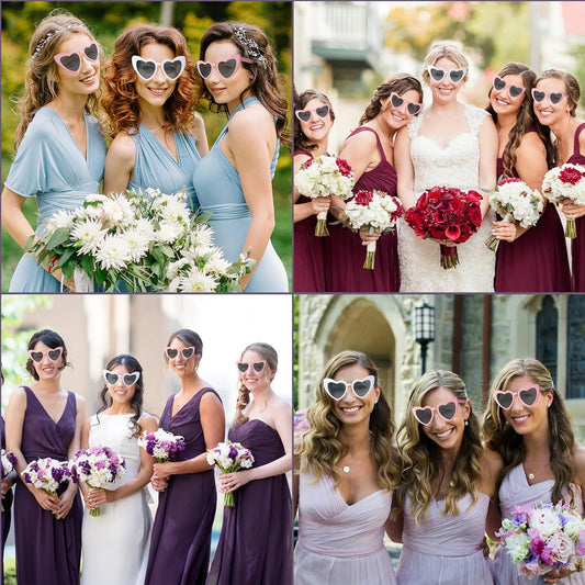 AEAHALY Pink White Black Heart Sunglasses for Women Vintage Bride Heart Shaped Sunglasses Wedding Party Accessories