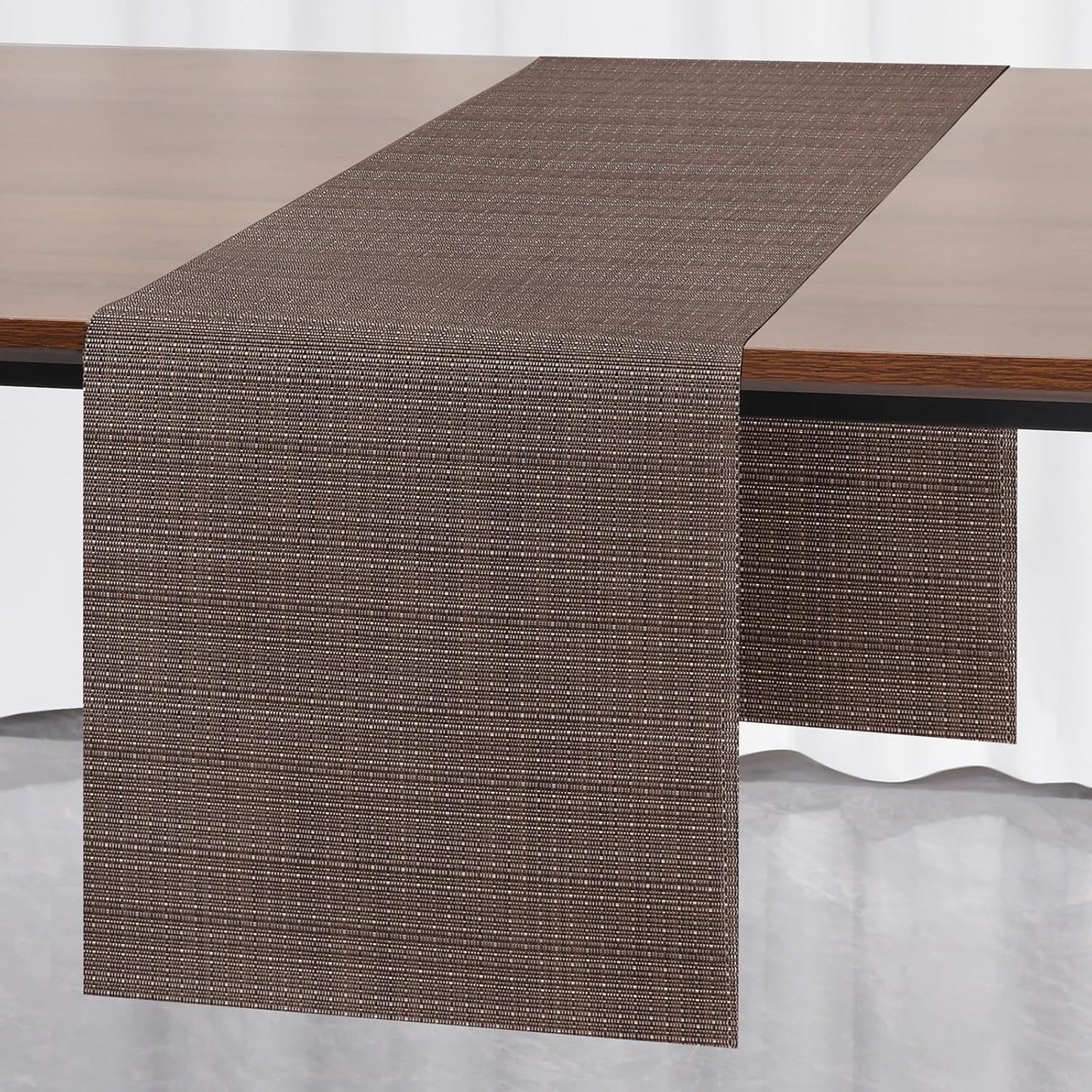 Myir JUN Table Runner, Vinyl Table Runner Indoor 55 Inch Long Arbitrarily Cropped Runner for Table Heatproof for Home Party (Coffee, 15 x 55 inch)