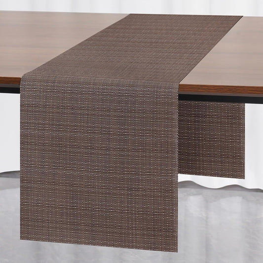 Myir JUN Table Runner, Vinyl Table Runner Indoor 55 Inch Long Arbitrarily Cropped Runner for Table Heatproof for Home Party (Coffee, 15 x 55 inch)