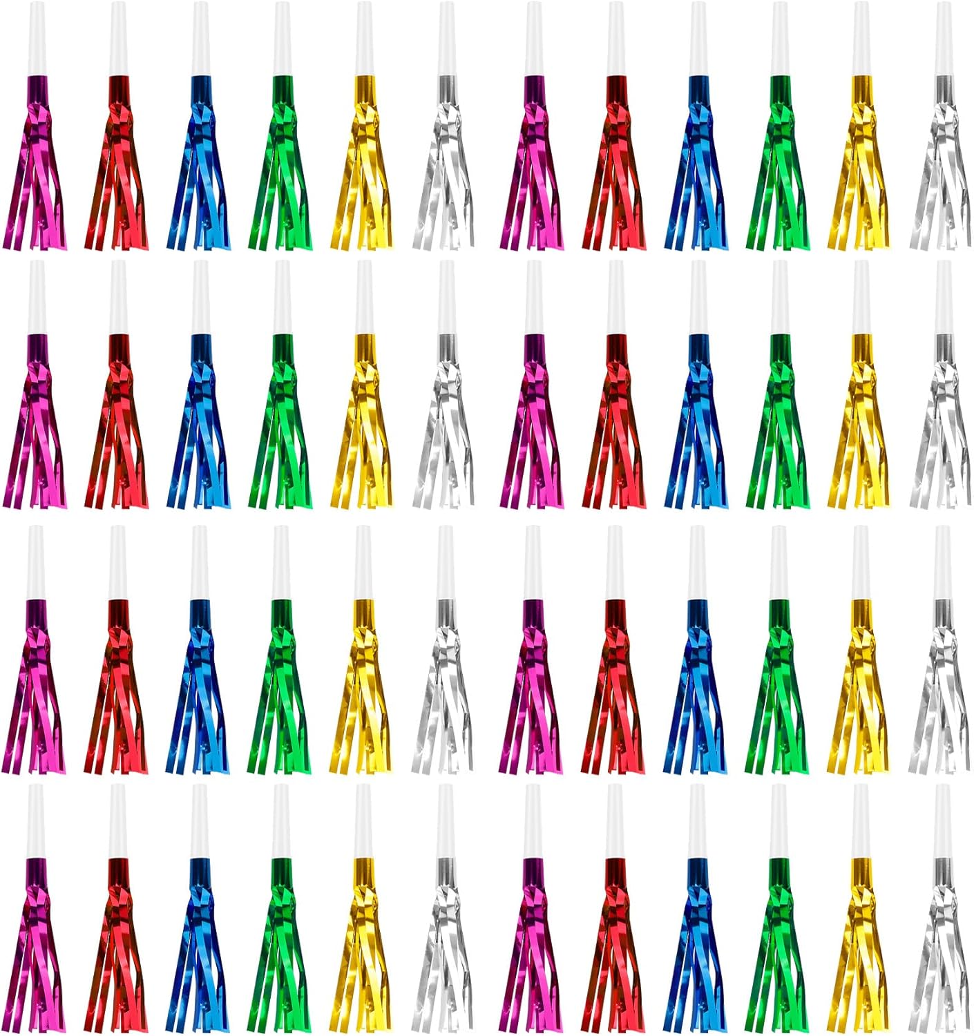 Colorful New Years Noise Makers 48 PCS NYE Party Blowers Blowouts New Years Eve Games Favors Supplies Birthday Pep Rally for Adult Prank Graduation Sporting Events Horns Noisemakers Accessories