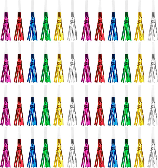 Colorful New Years Noise Makers 48 PCS NYE Party Blowers Blowouts New Years Eve Games Favors Supplies Birthday Pep Rally for Adult Prank Graduation Sporting Events Horns Noisemakers Accessories
