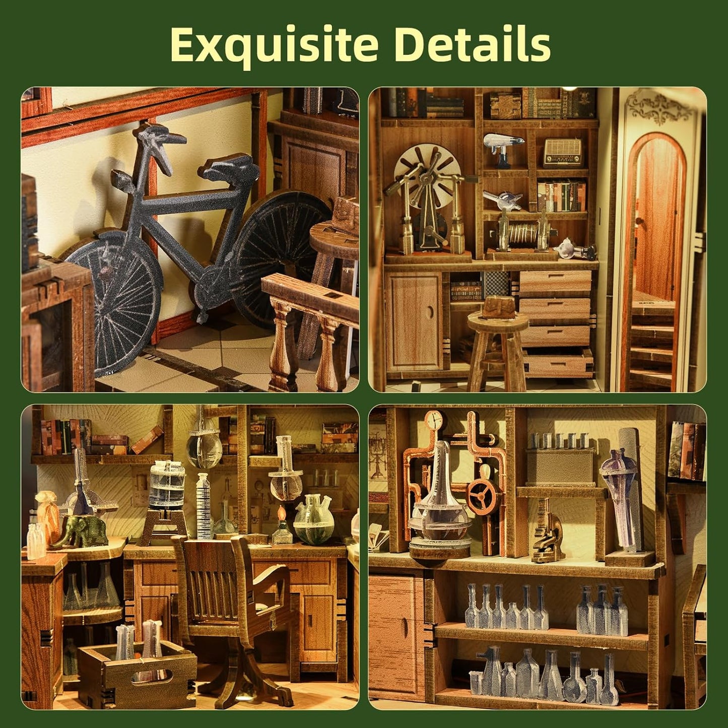 Book Nook Kit, DIY Miniature Dollhouse Kit 3D Puzzles for Adults Tiny House Mini Home Craft Bookshelf Nook Puzzle Book Decor Gifts for Teenagers Book Lovers (The Radium Lady)