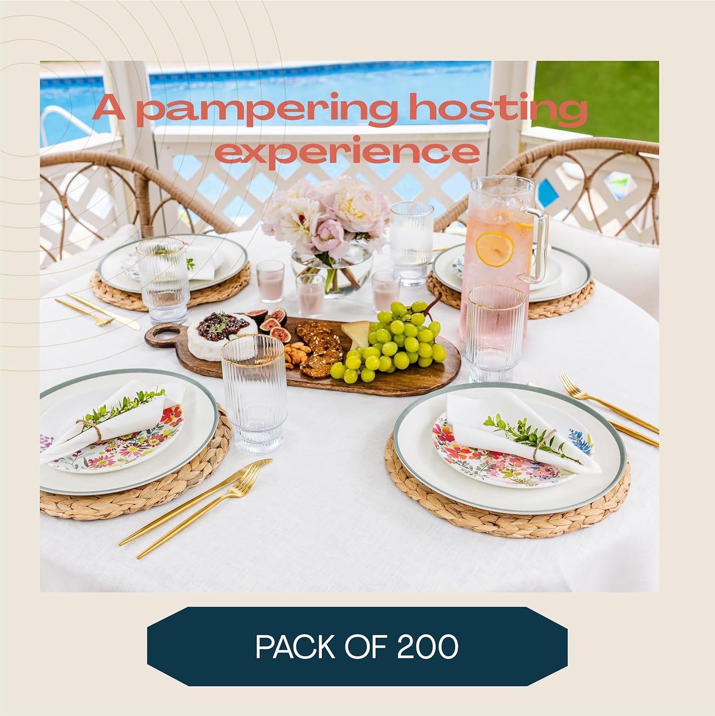 200 Linen-Feel Dessert And Beverage Napkins - Disposable Cloth-Like Cocktail Paper Napkins, Made In USA - Soft and Absorbent For Bar, Restaurant, Café, Wedding, Parties (200-Pack)