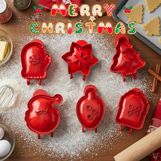 Holiday Mini Pie Mold, Hand Pie Press Molds Maker for Christmas Party Potluck Baking, Dough Presser Pies Molds for Fall, Thanksgiving & Christmas Festivals (6 Pcs-F)