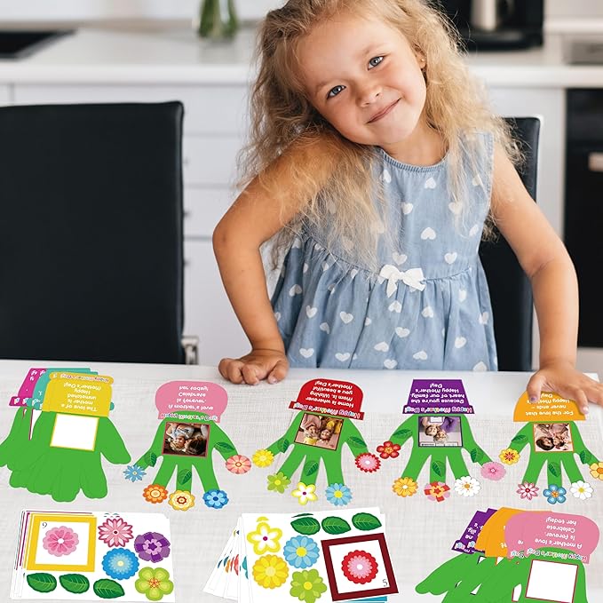 80UncleKimby 54packs Mothers Day Crafts for Kids Classroom - Bulk Handprint DIY Picture Frame Kit with Flower Pot for School Craft, Gifts