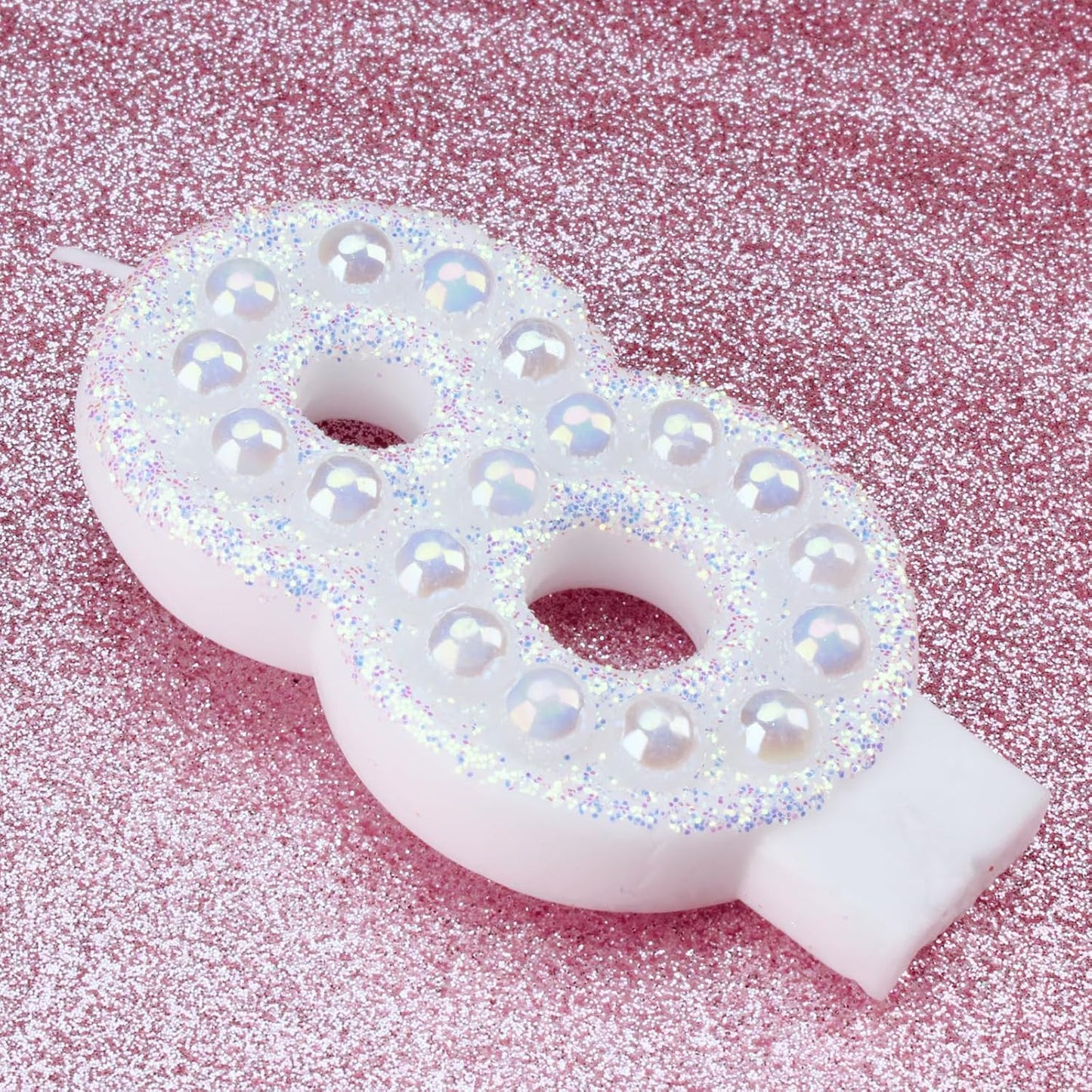 Birthday Candles, Number 8 Birthday Candle for Cake, Birthday Candles Sparklers with Holographic Colored Pearls, 3.35" Large Pearl Candles for Eight Sweet Birthday Party Decoration Supplies