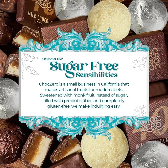 ChocZero White Chocolate Coconut Hazelnut Truffles, Zero Added Sugar, Gluten Free, Keto Holiday Gift, High Fiber, 16 Individually Wrapped Pieces, 8.5 Ounce (Pack of 1)