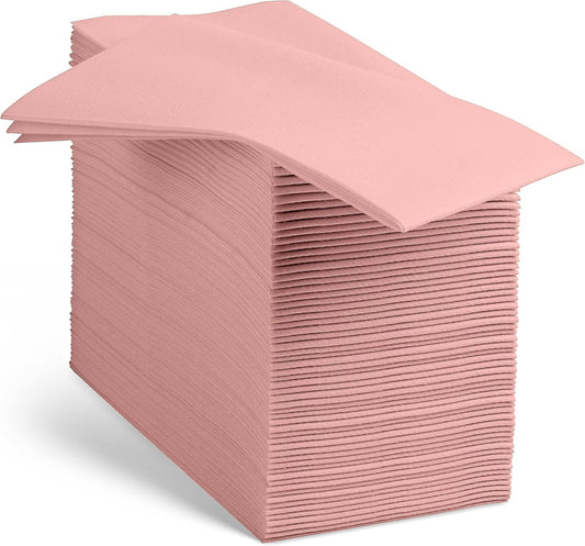 Linen-Feel Colored Paper Napkins - Decortive Cloth-Like Mellow Rose Dinner Napkins - Soft And Absorbent. For Kitchen, Party, Wedding, Bathroom Or Any Occasion. (Pack of 100)