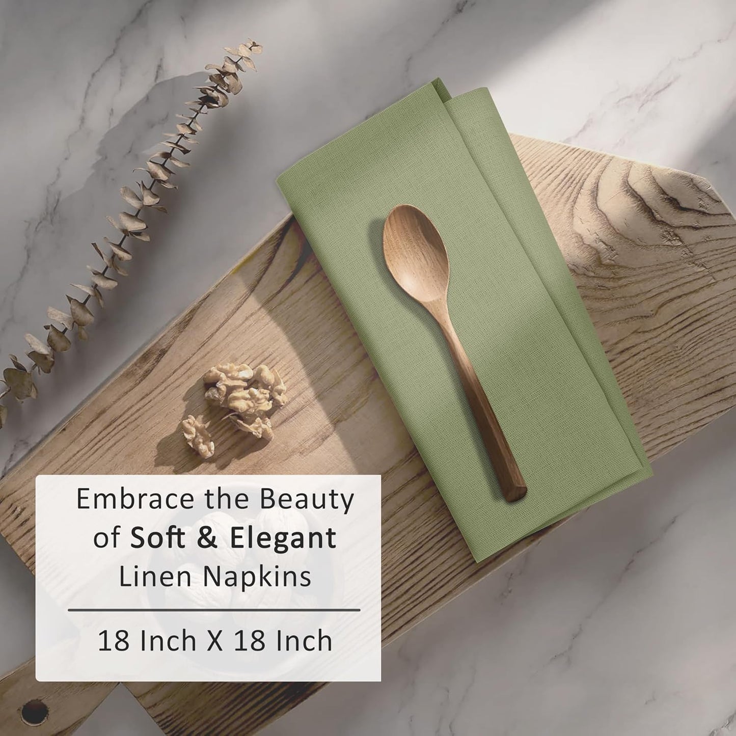 Ruvanti Linen Napkins Set of 6, 18x18 Cloth Napkins, Cotton Linen Blend Napkins Cloth Washable, Soft, Reusable Dinner Napkins for Wedding, Parties, Christmas, Thanksgiving, Everyday Use-MartiniOlive