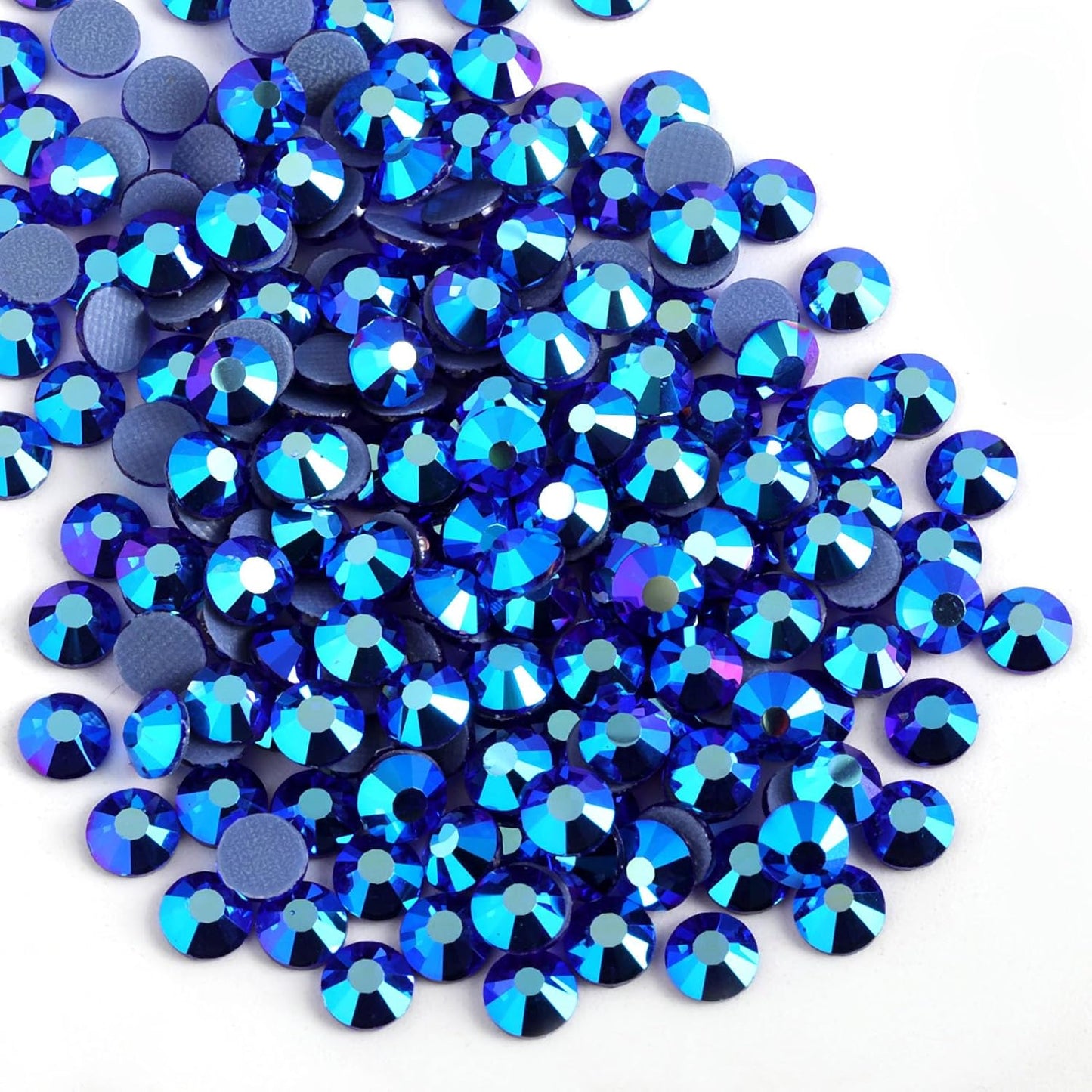 Beadsland Hotfix Rhinestones, 2880pcs Flatback Crystal Rhinestones for Crafts Clothes DIY Decoration, Sapphire AB, SS8, 2.3-2.5mm