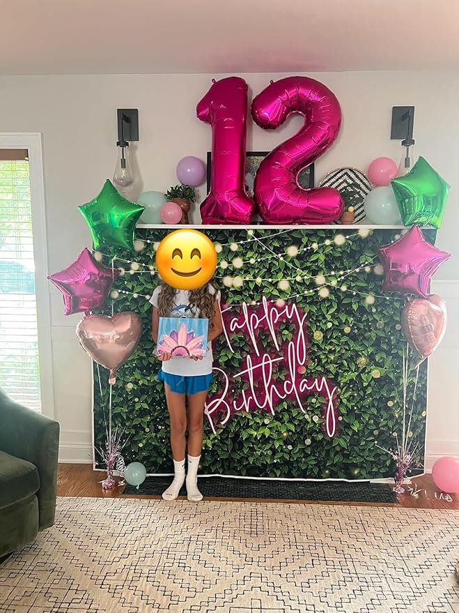 Balloon Numbers 40 Inch 5 Ballon for 5th Birthday Decorations, 15 25 35 50 Big Rose Purple Number Balloons for Wedding Photo Shoot Party Decor