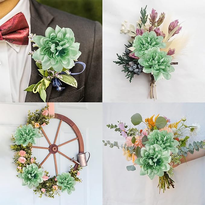 Uieke 6PCS Chrysanthemum Flowers Artificial Daisy Mums Flowers with Stem for Home Party Wedding Bouquet Spring Summer Table Centerpieces Decor (Teal Turquoise)