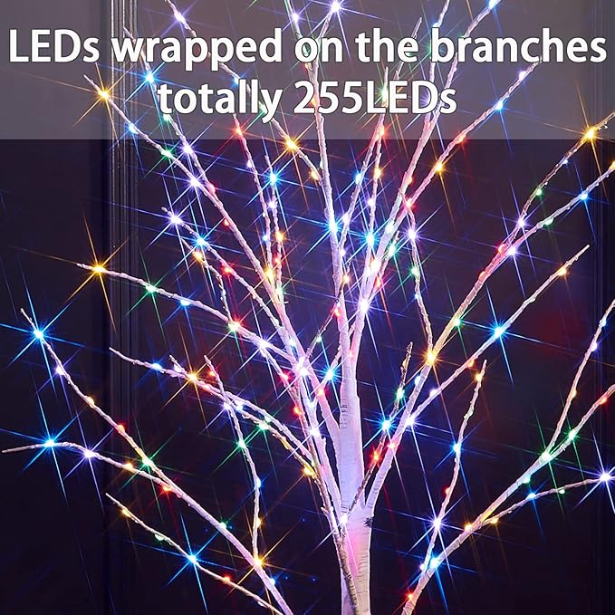 Fudios Lighted Birch Trees for Decoration 6FT Light up 330 LED Faux White Tree Plug in Artificial White Christmas Decor for Home Inside Xmas Wedding Party Gift Outdoor