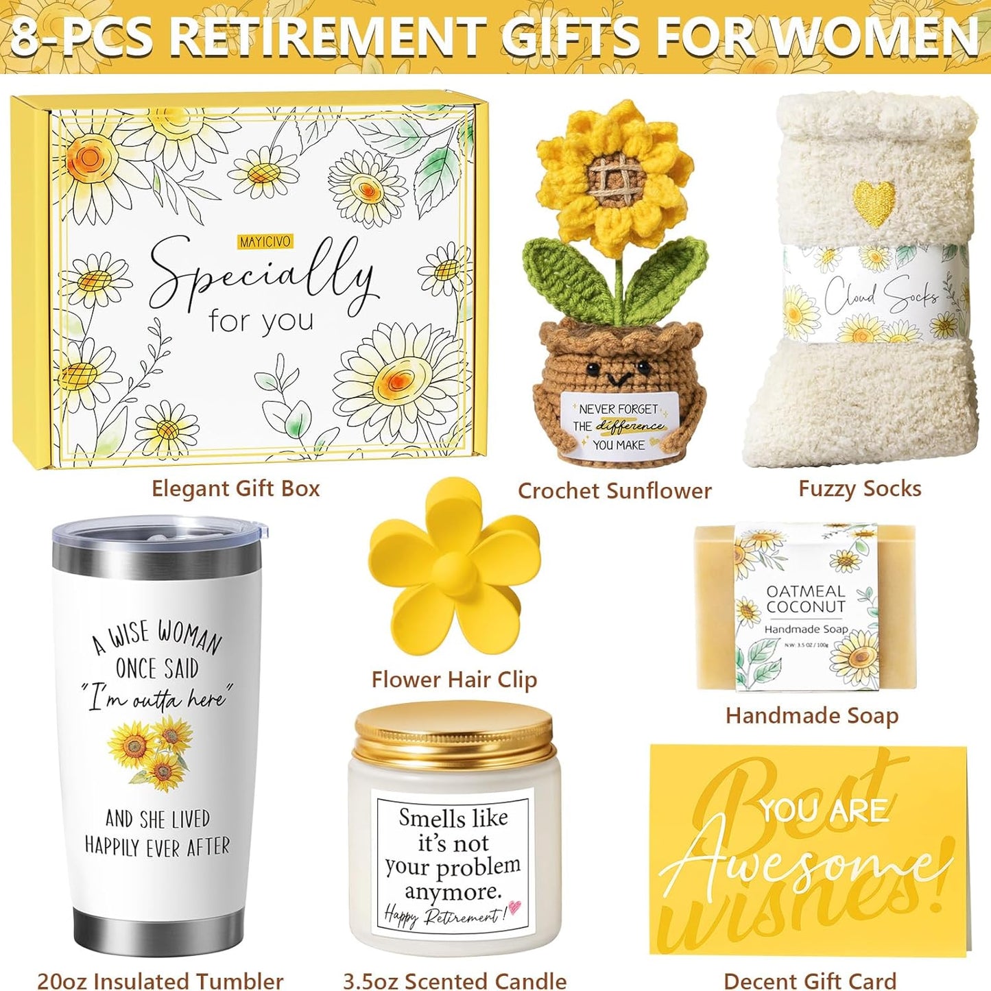 Happy Retirement Gift for Woman 2025, Best Cool Retirement Gifts for Women Coworker, Funny Retired Gifts Idea for Retiree Women Teacher Nurse Boss Friend Mom Grandma, Farewell Leaving Going Away Gift