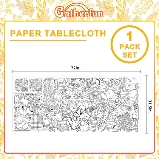 Thanksgiving Activity Poster - 31.5 x 72 Inches,Turkey-Themed Party, Versatile Paper Coloring Banner/Table Cover for School Party Thanksgiving Decoration
