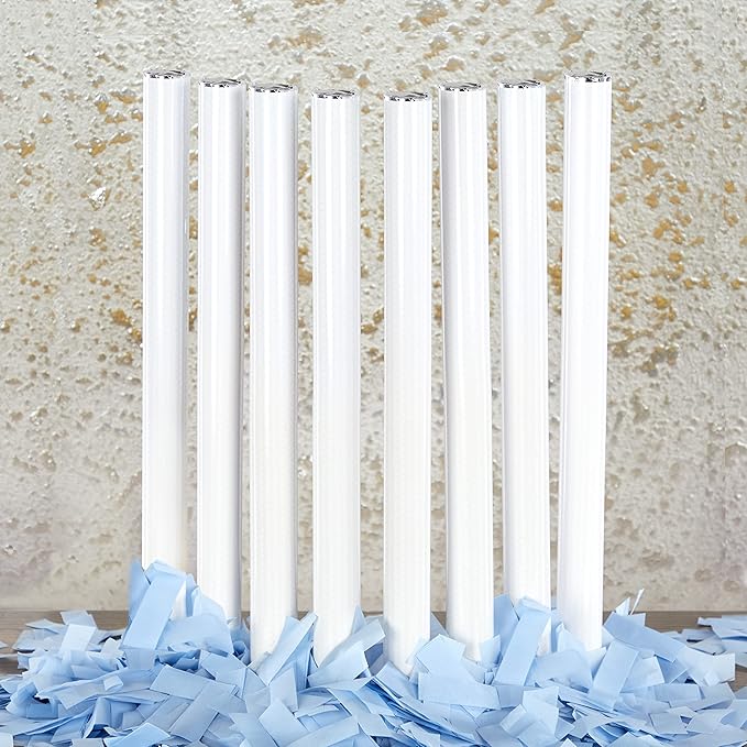 Ultimate Confetti - 8 Pack Baby Blue Confetti Wands - Handheld 14" Biodegradable Tissue Paper Confetti Flick Flutter Sticks For Wedding, Birthday, Parties & Live Events - 2 Handfuls, 1.5 oz Each Stick