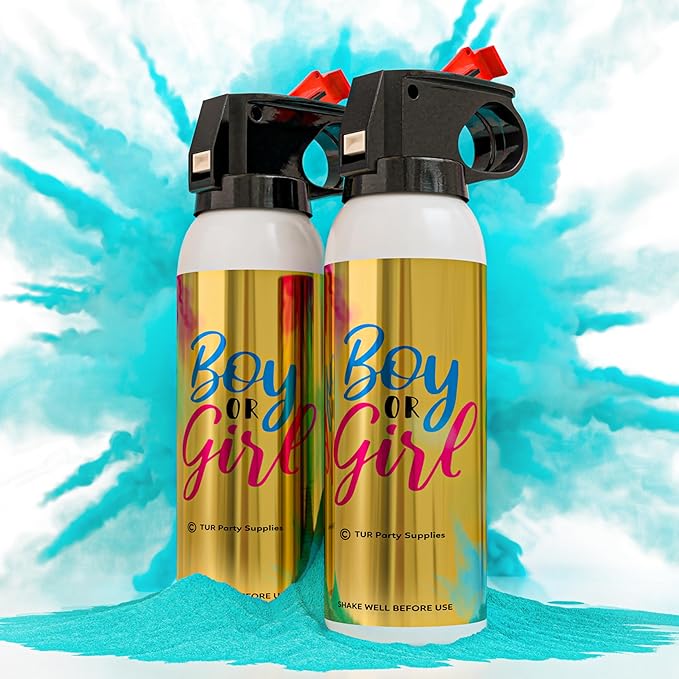 Baby Boy Gender Reveal Fire Extinguisher Smoke Bombs Powder Cannon | 2 Pack Blue | Fireworks Alternative | Biodegradable | Decorations for Photoshoots, Celebrations, Parties | TUR Party Supplies