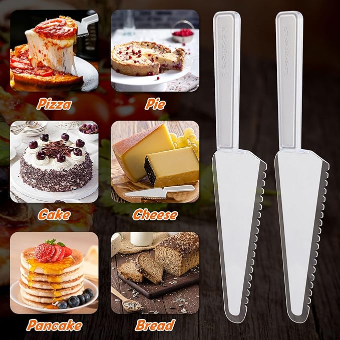 Suclain Disposable Cake Cutter 9.1 Inch Plastic Cake Server Cutting Plastic Spatula Knives Pie Pizza Pastry Slicer Serving Utensils for Kitchen Wedding(Clear,200 Pieces)