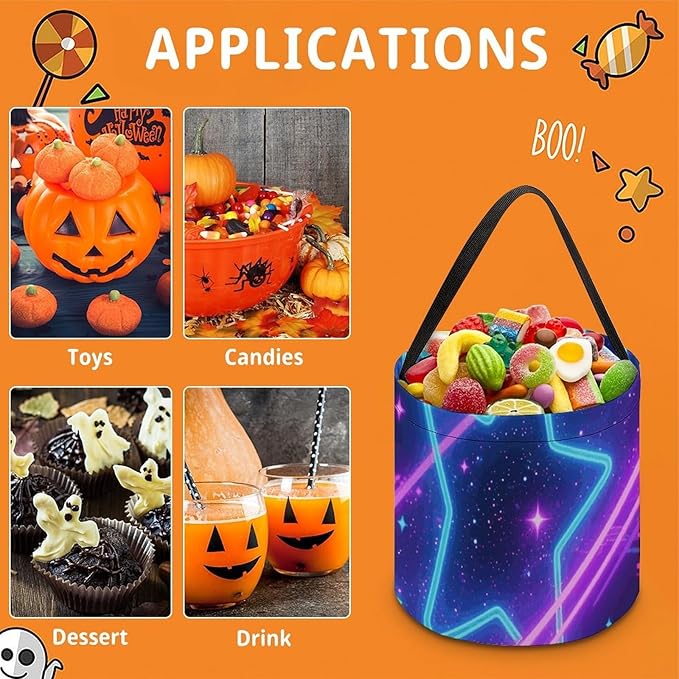 Halloween Candy Bucket - Galaxy Space Trick Or Treat Candy Bag, Gift Bag for Party Favor Supplies