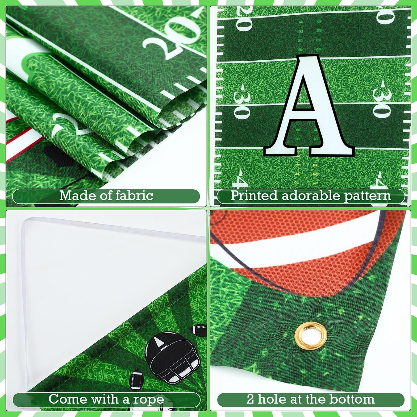 Batiyeer Football Porch Sign Banner Football Bowl Sports Fan Supplies Themed Boy Party Favors Photo Booth Props Wall Hanging (Game Theme)