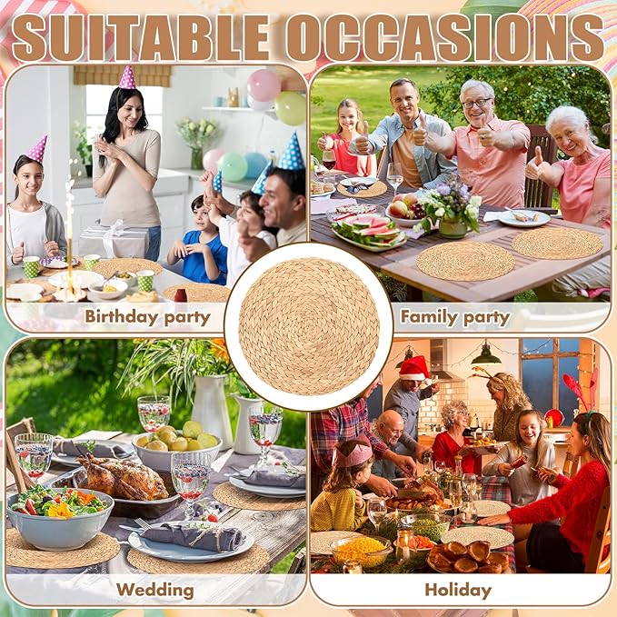 Sinmoe 100 Pack Disposable Paper Placemats Bulk 13 Inch Paper Placemats Disposable Charger Plates Table Place Mats for Dinner Wedding Birthday Summer Spring Party Dinner Tableware