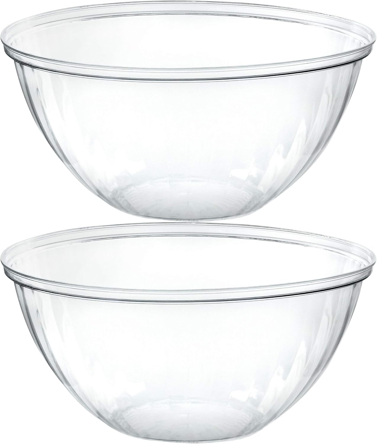 PLASTICPRO Disposable Round Crystal Clear Serving Bowls, Party Snack or Salad Bowl, Plastic Chip Dish, Candy Dish (4, 48 OUNCE)