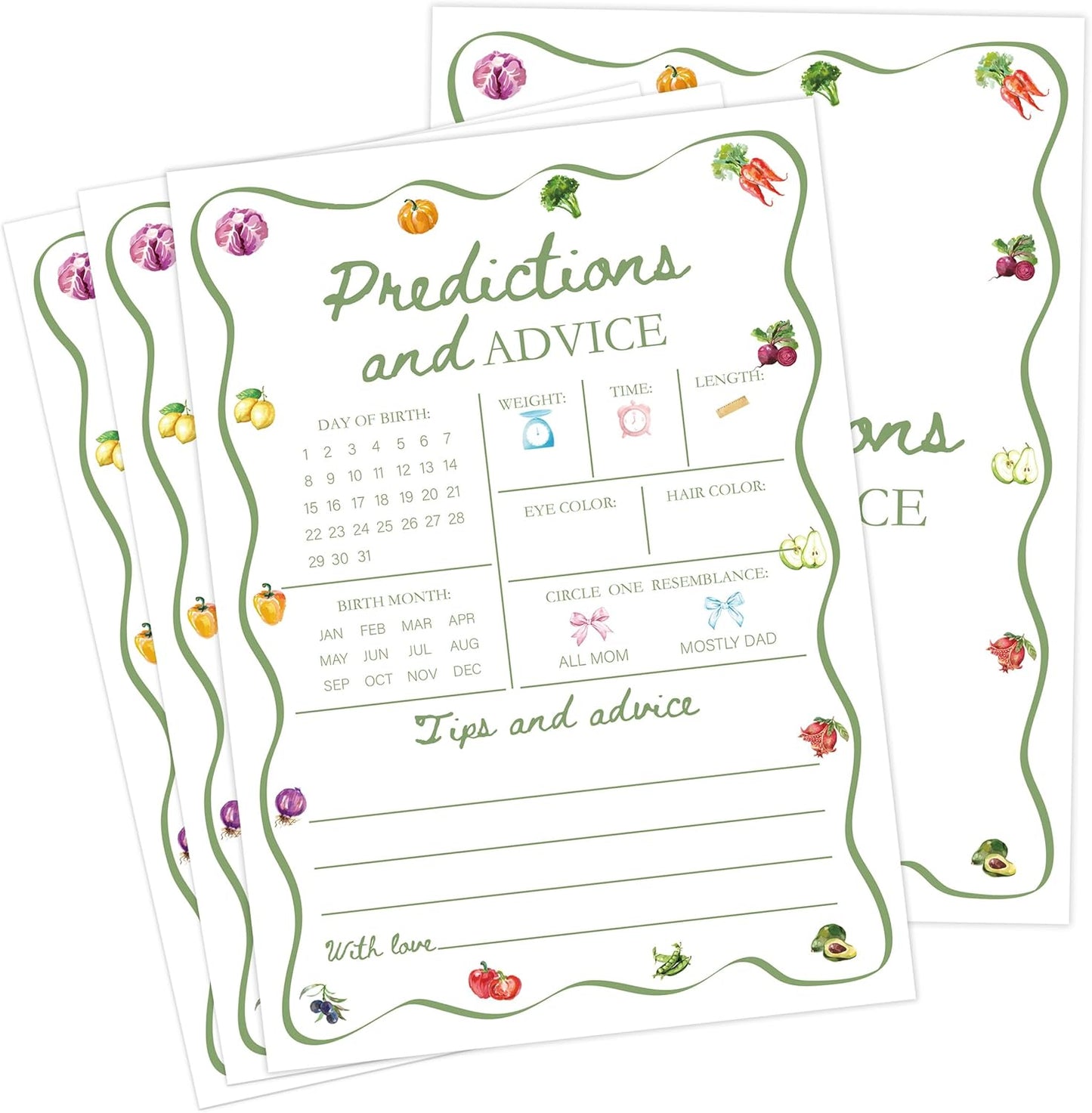 Locally Grown Baby Shower Games, Farmers Market Predictions And Advice Game for 30 Guests with Game Cards, Gender Reveal, Baby Shower Supplies & Decorations (DV38)