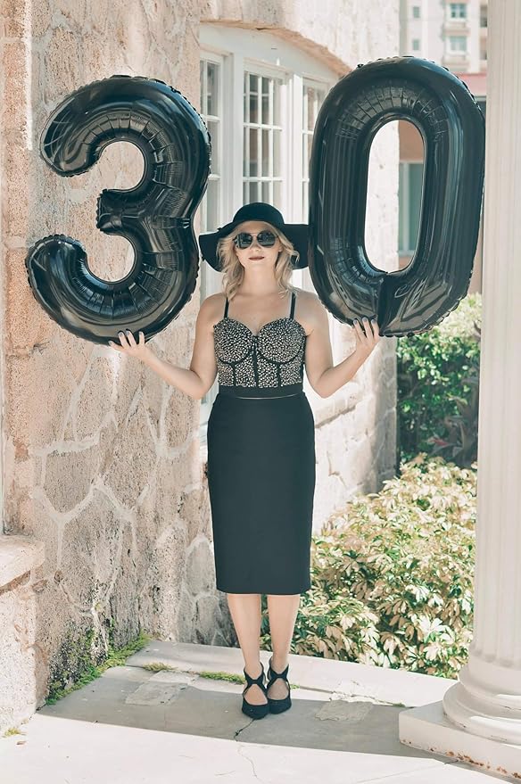40 Inch Number 8 Balloon, Black 8 18 28 80 Birthday Balloons for Men Boys, 8th Birthday Decorations Party Supplies, Wedding, Graduations