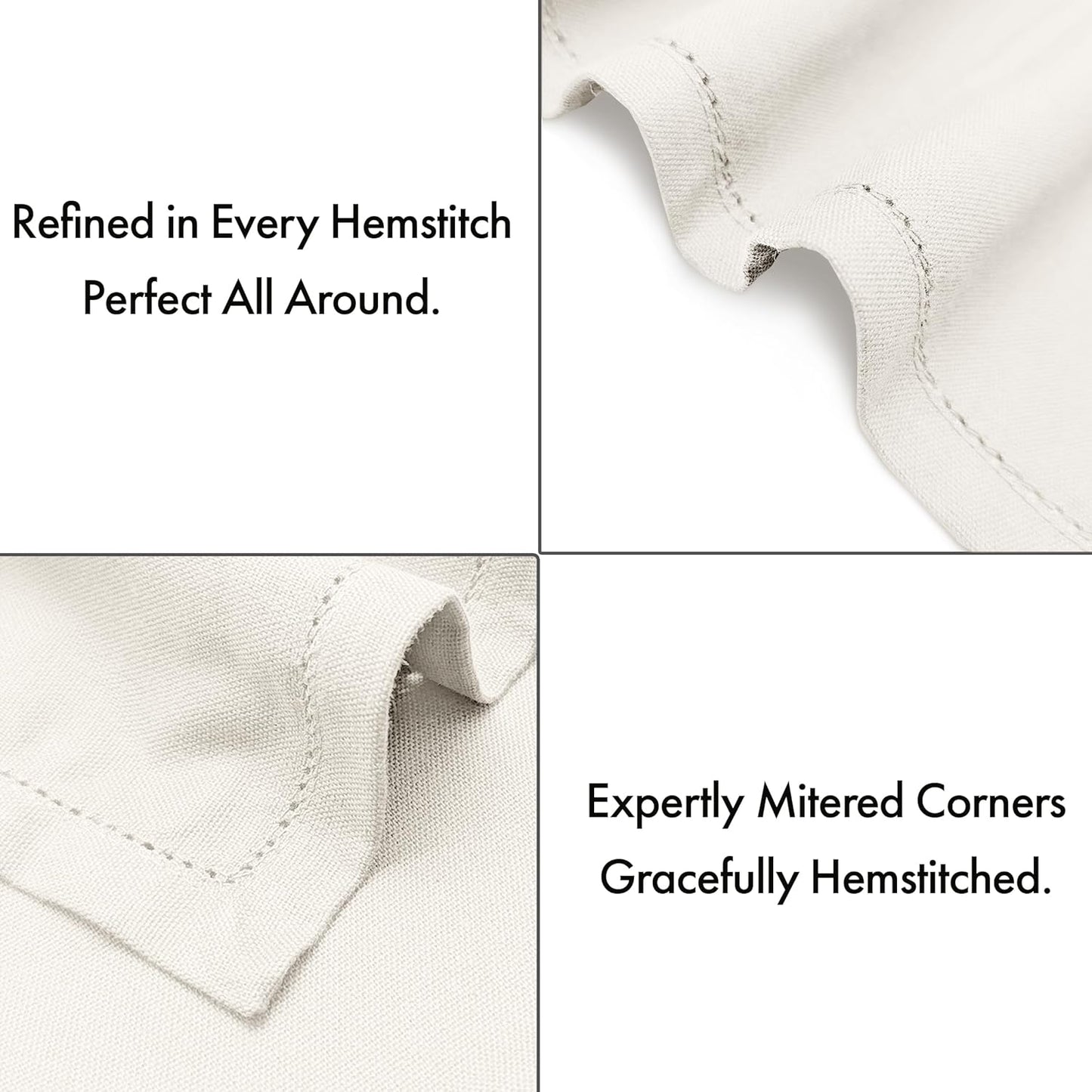 Ruvanti Cloth Napkins - 100% Cotton Dinner Napkins, Hem Stitched Corners, 18x18 Inch, 12 Pack - Soft, Absorbent, Durable, Reusable, Wrinkle Resistant for Formal Dining & Everyday Use - Antique White