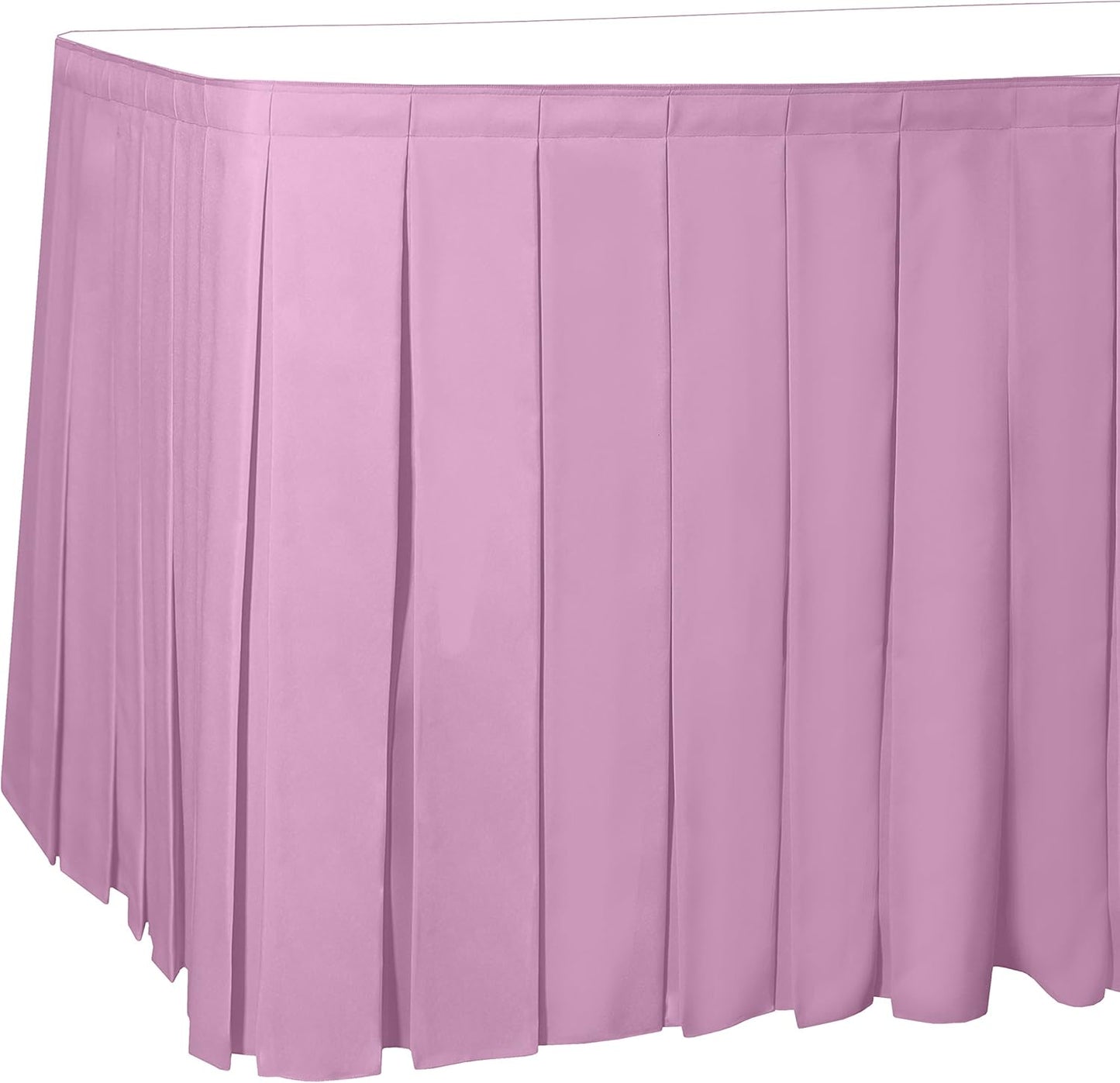 Ultimate Textile Pleat Polyester Fabric Table Skirt - Machine Washable, Flame Resistant, Cut & Sewn in NJ, Desk Skirt - Pink Balloon, 21' Box Pleat x 42" h