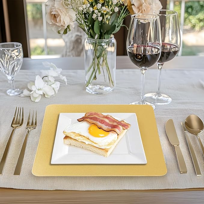 MAONAME Gold Charger Plates, Plastic Plate Chargers Set of 6, 13" Round Chargers for Dinner Plates, Decorative Table Charger for Wedding, Table Setting