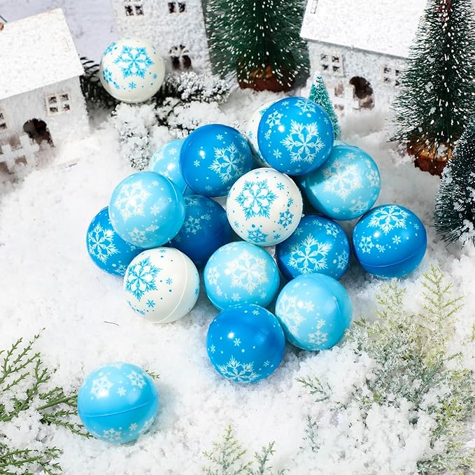 Zhanmai Winter Snowflake Stress Balls Bulk Snow Squeeze Balls Stress Relief Ball for Winter Holiday Decorations Goodie Bag Fillers(60 Pcs,1.77 Inch)