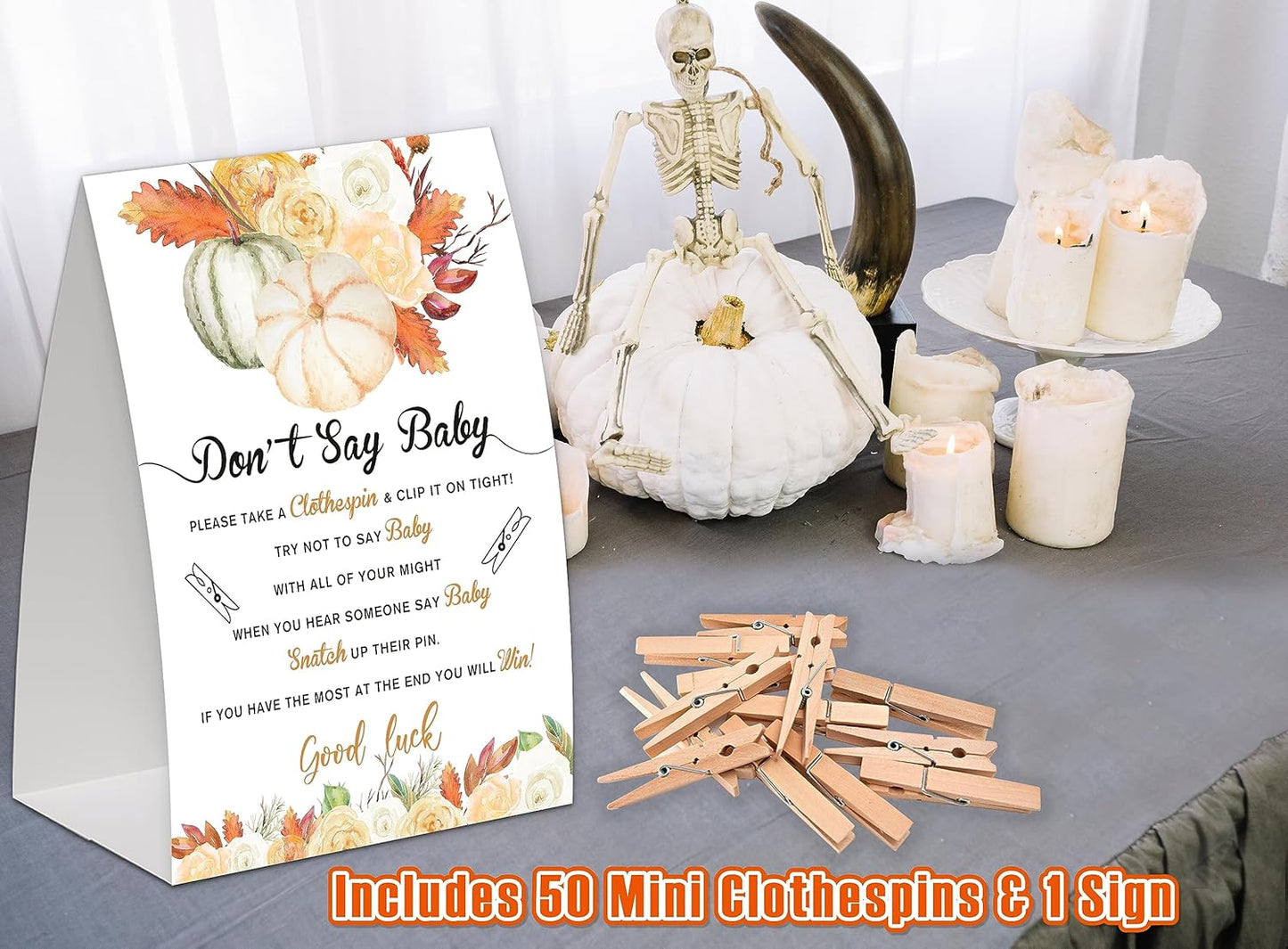 Little Pumpkin Shower Decorations,Don't Say Baby Baby Shower Game,Gender Neutral Baby Shower Decorations,Small Clothespin Game,Baby Shower Ideas,Baby Shower Games 50 Guest,Fall Party Games