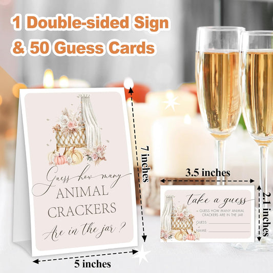 Guess How Many Baby Shower Games, Fall Bohemia Baby Shower Decorations, Fall Pumpkin Party Supplies for Guests-1 Sign &50 Cards - 05