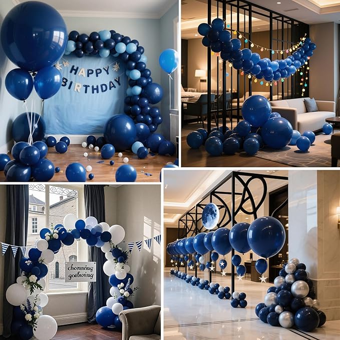 Navy Blue Balloons, 100pcs Dark Blue Latex Party Balloon for Garland & Arch, Blue Party Decorations for Birthday, Hanukkah, Father’s Day, 4th of July, Veteran's Day, Gender Reveal, Anniversary Party