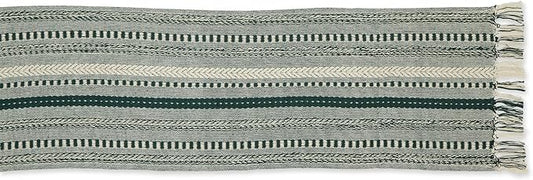 DII Farmhouse Braided Stripe Table Runner Collection, 15x72 (15x77, Fringe Included), Dark Green
