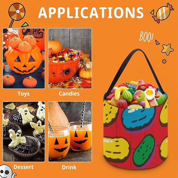 Halloween Candy Bucket - Dill Pickles Print Trick Or Treat Candy Bag, Gift Bag for Party Favor Supplies