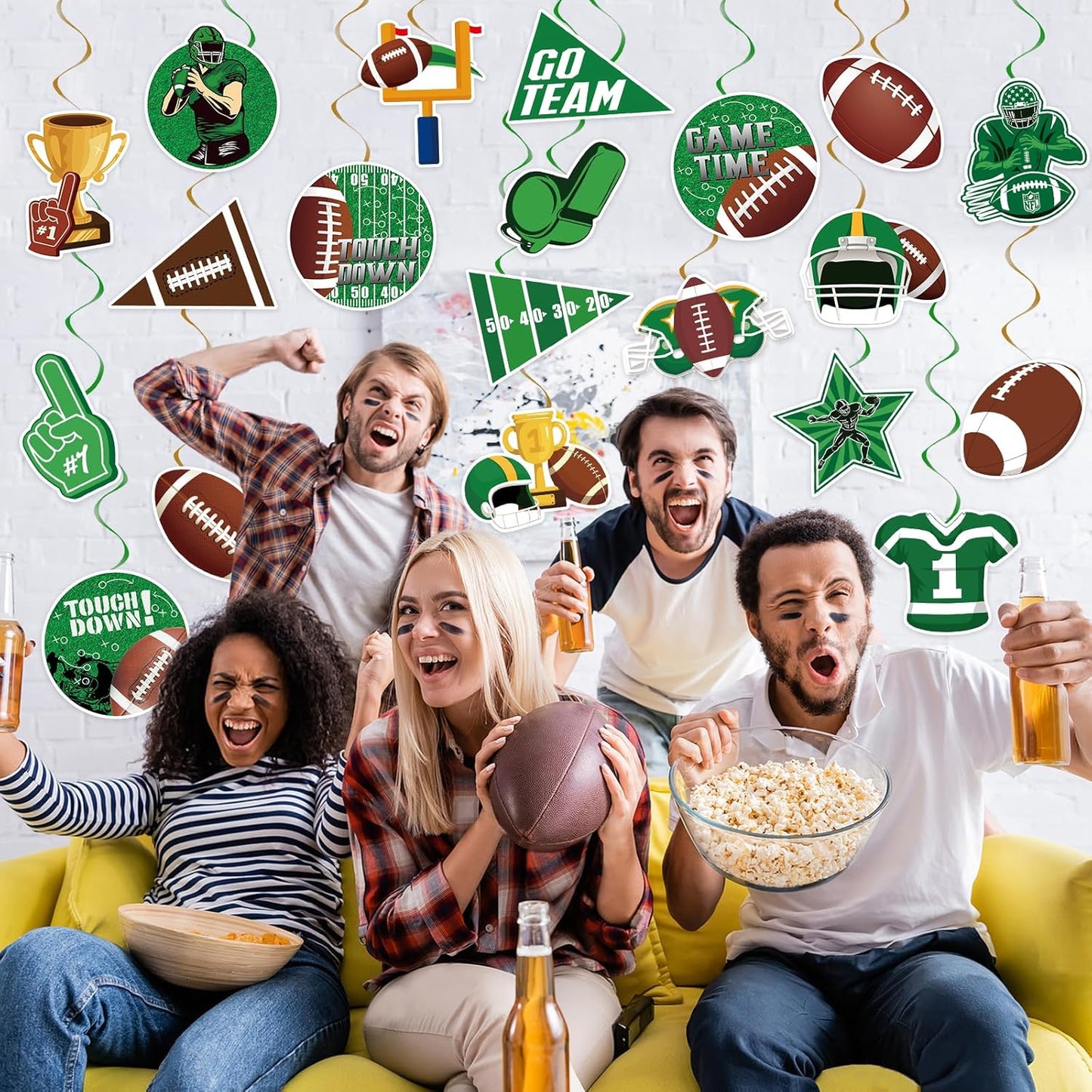 40Pcs Football Hanging Swirl Football Party Decorations Sports Football Theme Party Swirls Football Ceiling Hanging Swirls Football Hanging Decorations for Sport Football Birthday Party Decor