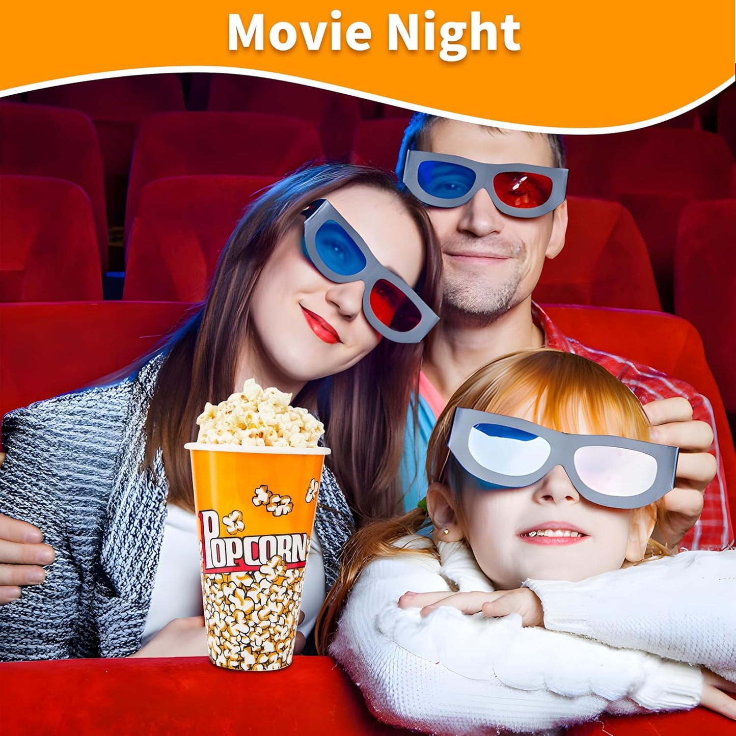 Plastic Popcorn Containers Retro Style Small Reusable Popcorn Buckets for Movie Night-6 Pack